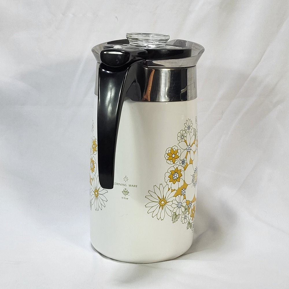 VTG 1970s Corning Ware Floral Bouquet 10 Cup Electromatic Percolator Coffee Pot - Picture 2 of 16